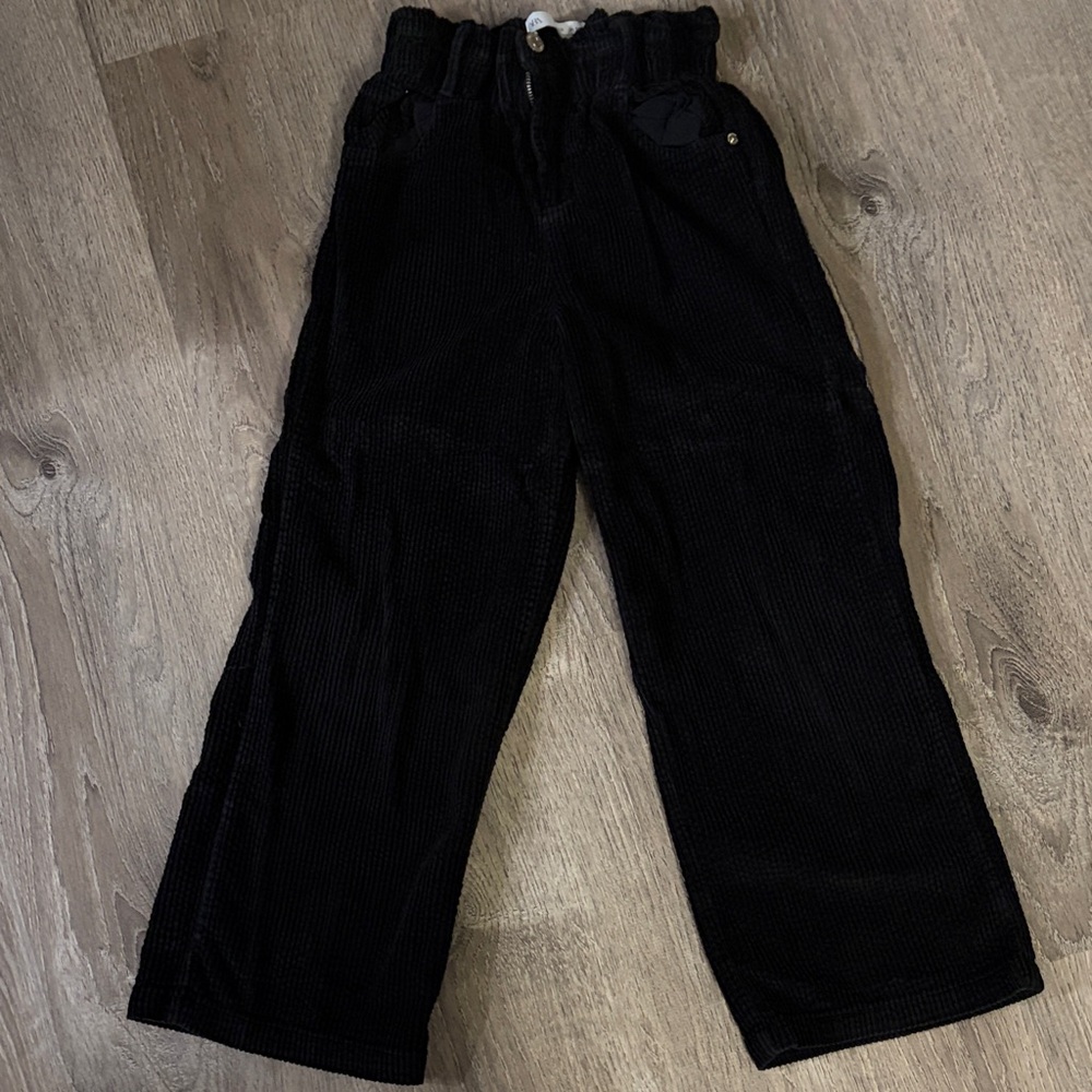 Zara Black Corduroy Wide-Leg Kids Pants